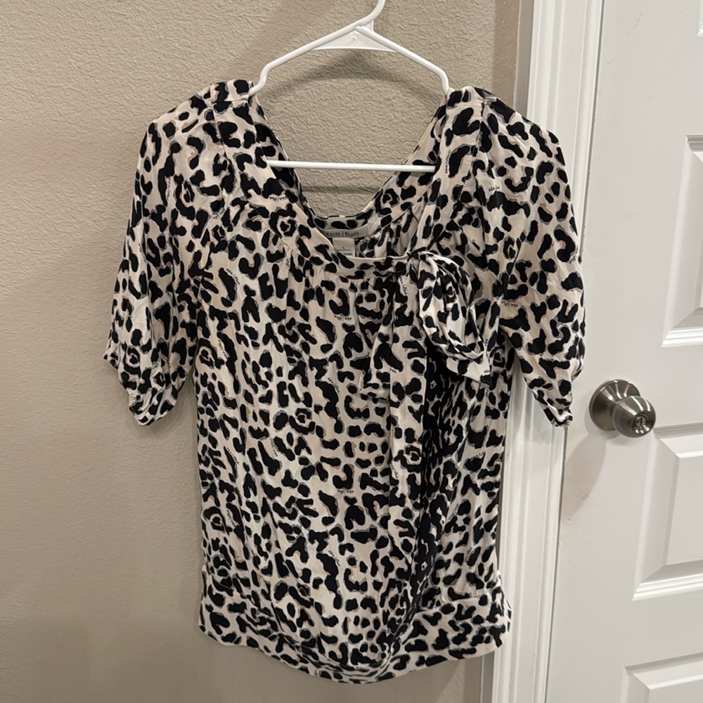 White House black market animal print blouse small